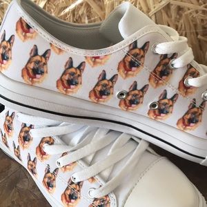 German Shepard print canvas sneakers